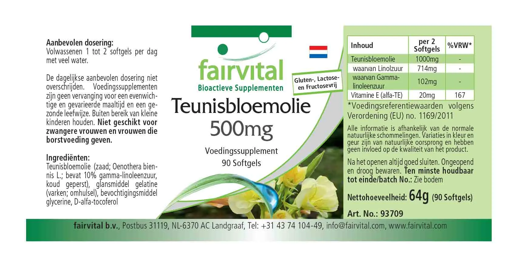 Nachtkerzenöl 500mg-120 Kapseln-Hochdosiert-Vegan | Fairvital