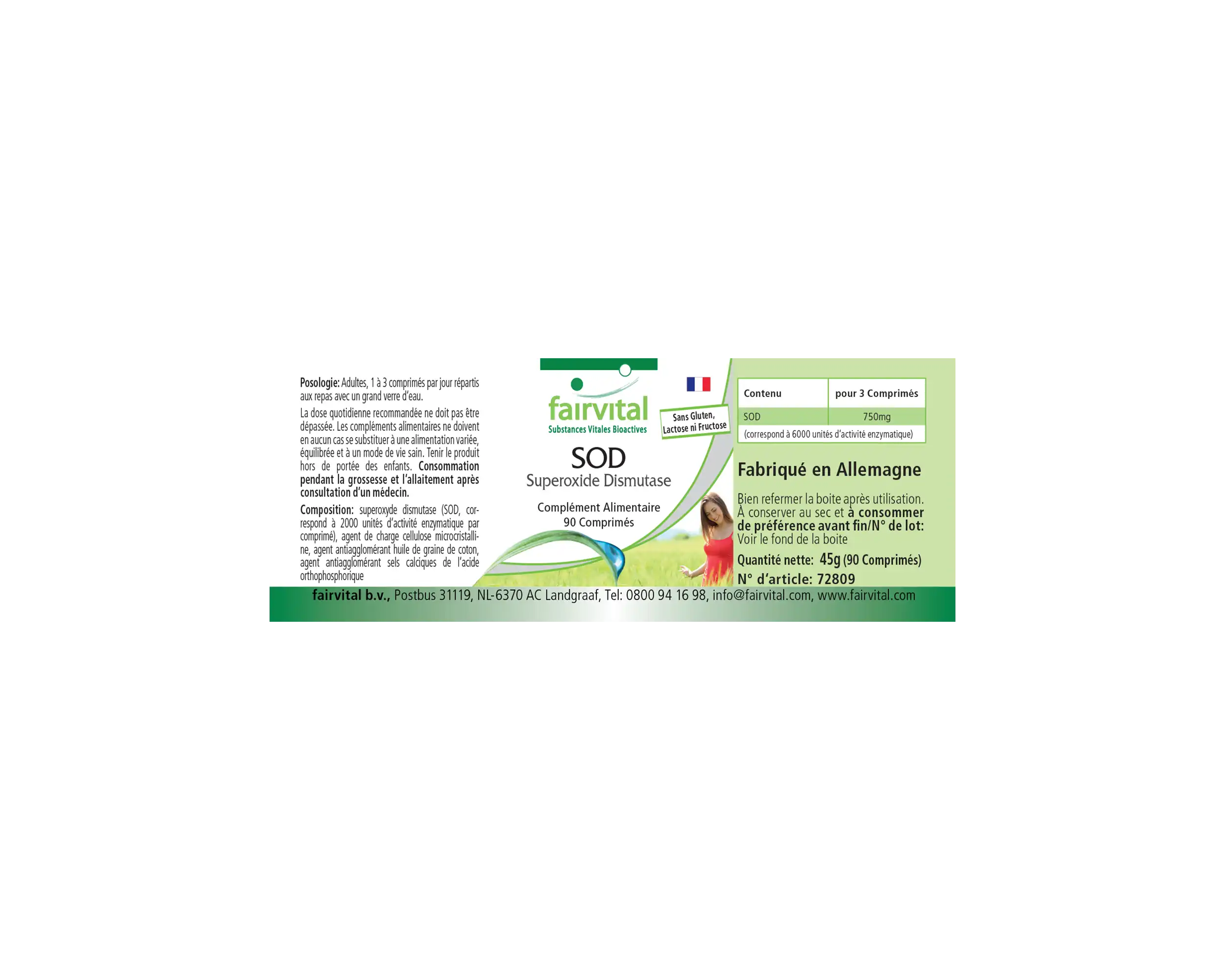 SOD Superoxid-Dismutase - 90 Tabletten - 6.000 F.I.P. pro Tagesdosis - Hochdosiert und Vegan | Fairvital