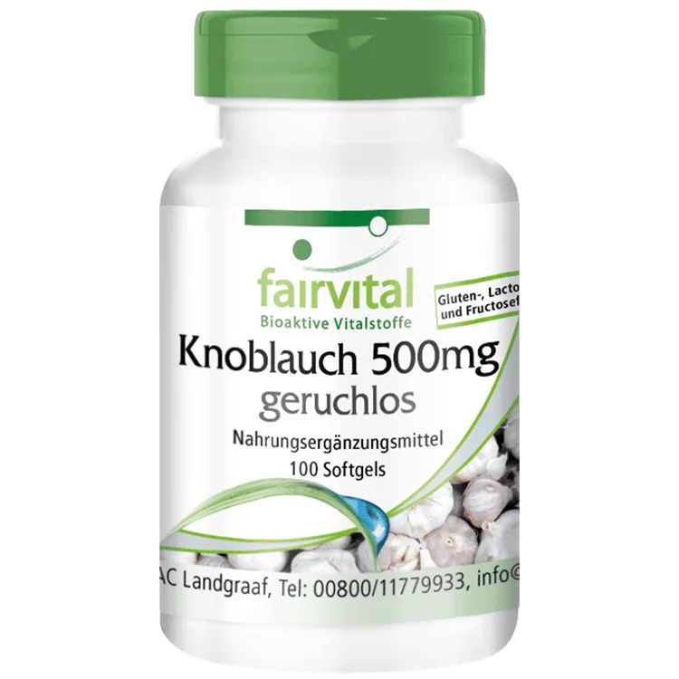 Knoblauch geruchlos 500mg - 100 Softgels - enthält Alliicin - Knoblauch 100:1 Extrakt | Fairvital