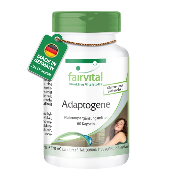 Adaptogene - 60 Kapseln - mit Ashwagandha, Eisen, B-Vitaminen uvm. - Für Immunsystem, gegen Müdigkeit - Vegan | Fairvital