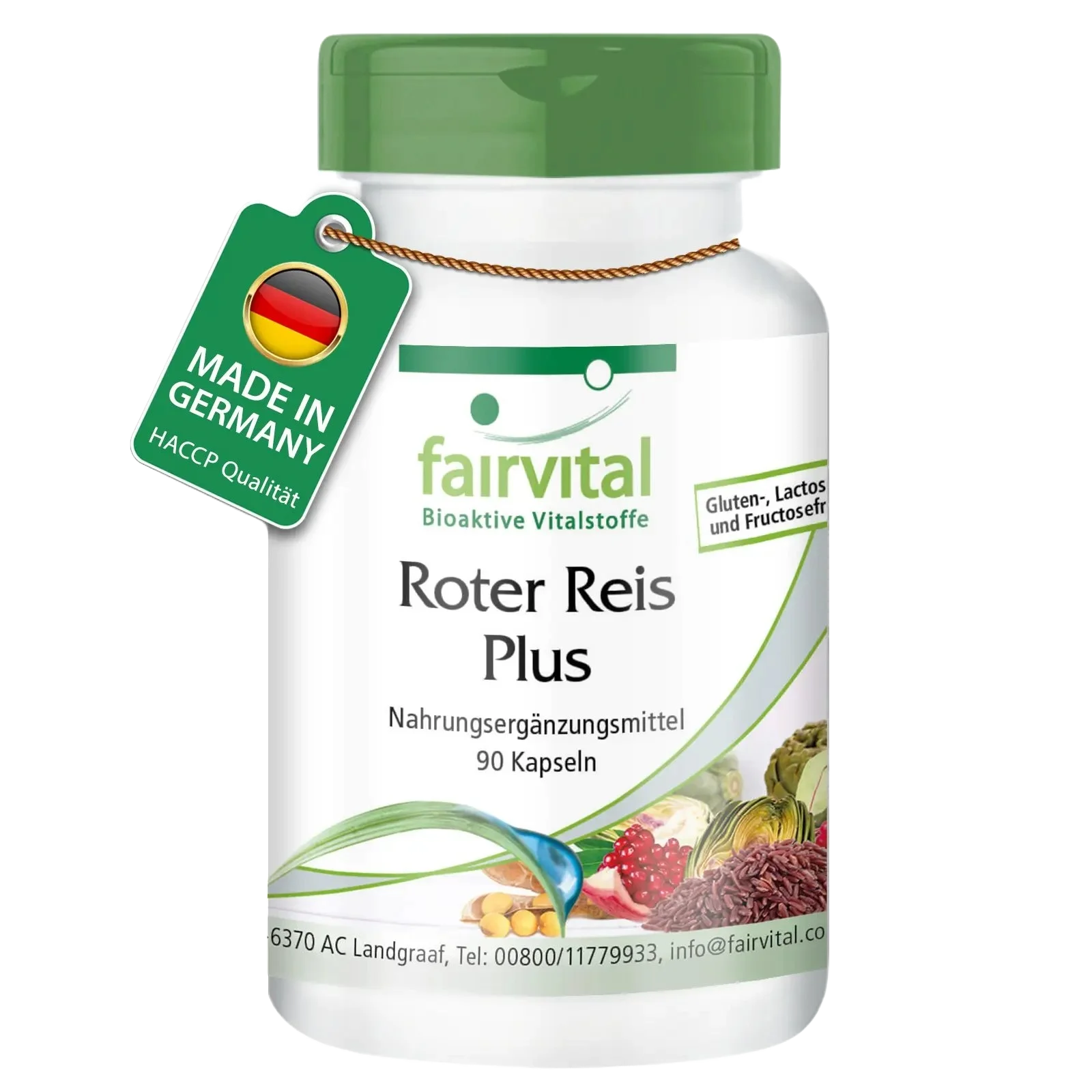 Roter Reis Plus - 90 Kapseln - mit 2,94mg Monacolin K, Chrom uvm. - für Blutzuckerspiegel - Vegan | Fairvital Roter Reis Plus - 90 Kapseln - mit 2,94mg Monacolin K, Chrom uvm. - für Blutzuckerspiegel - Vegan | Fairvital