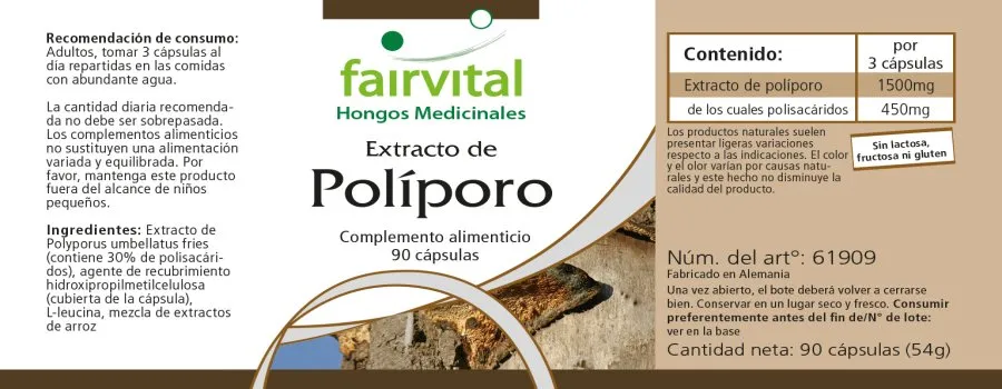 Polyporus Extrakt 500mg - 90 Kapseln - Polyporus umbellatus - Vegan | Fairvital