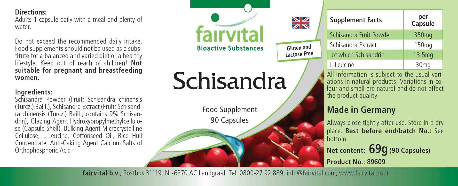 Schisandra -  90 Kapseln - Wu Wei Zi (Schisandra chinensis) - Hochdosiert und Vegan | Fairvital