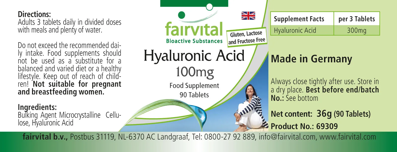 Hyaluronsäure 100mg - 90 Tabletten - Vegan | Fairvital