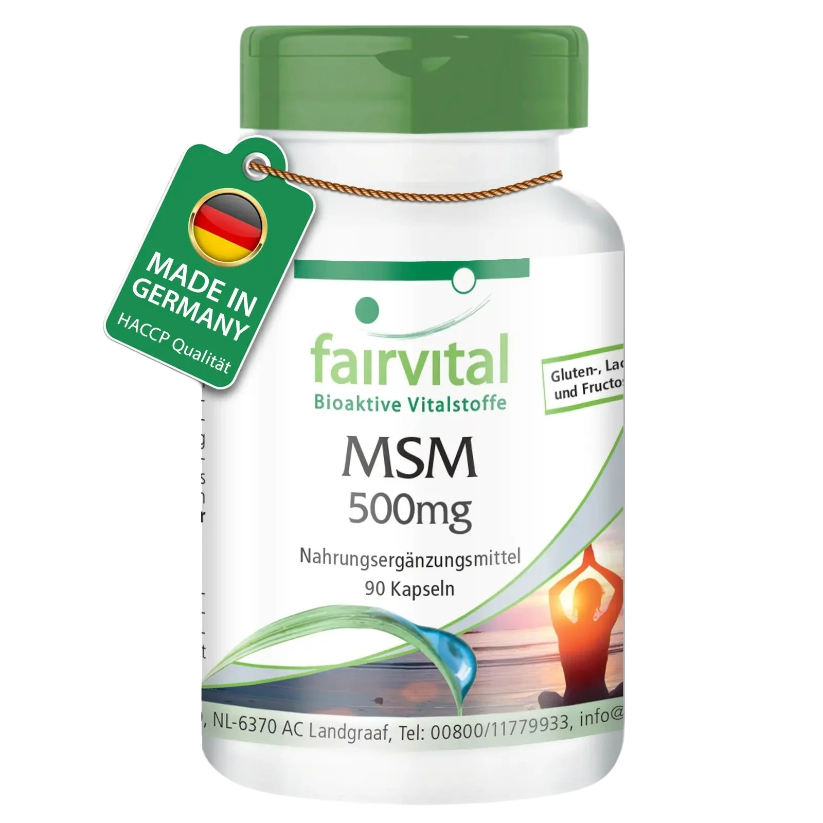 MSM 500mg - 90 Kapseln - Methylsulfonylmethan - Hochdosiert und Vegan | Fairvital
