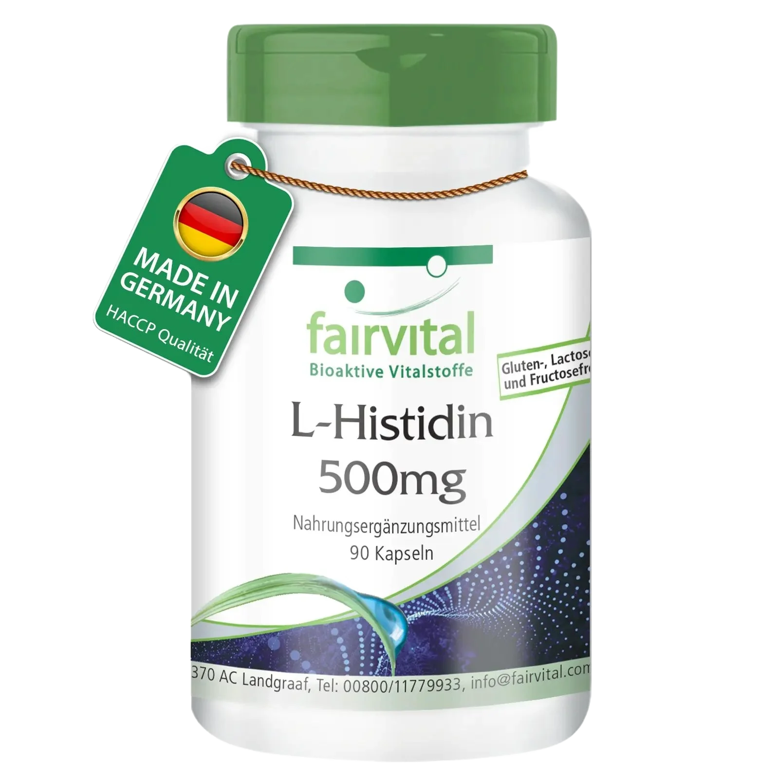 L-Histidin 500mg - 90 Kapseln - Aminosäure - Hochdosiert und Vegan | Fairvital