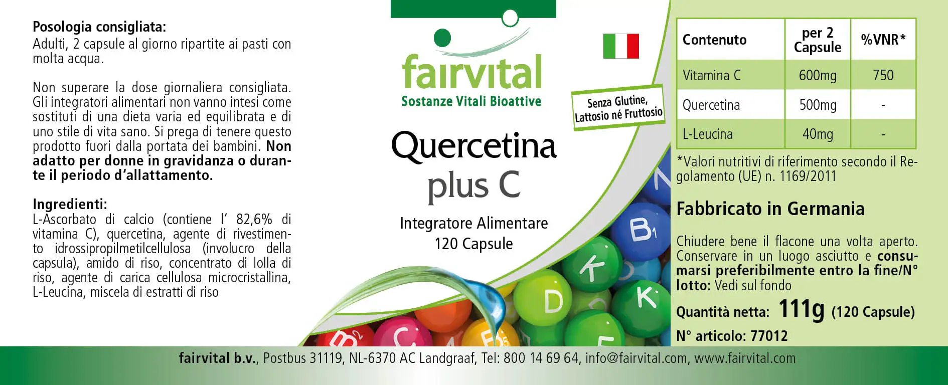 Quercetin plus C -  120 Kapseln - mit Vitamin C - für Immunsystem, Kollagenbildung uvm. | Fairvital