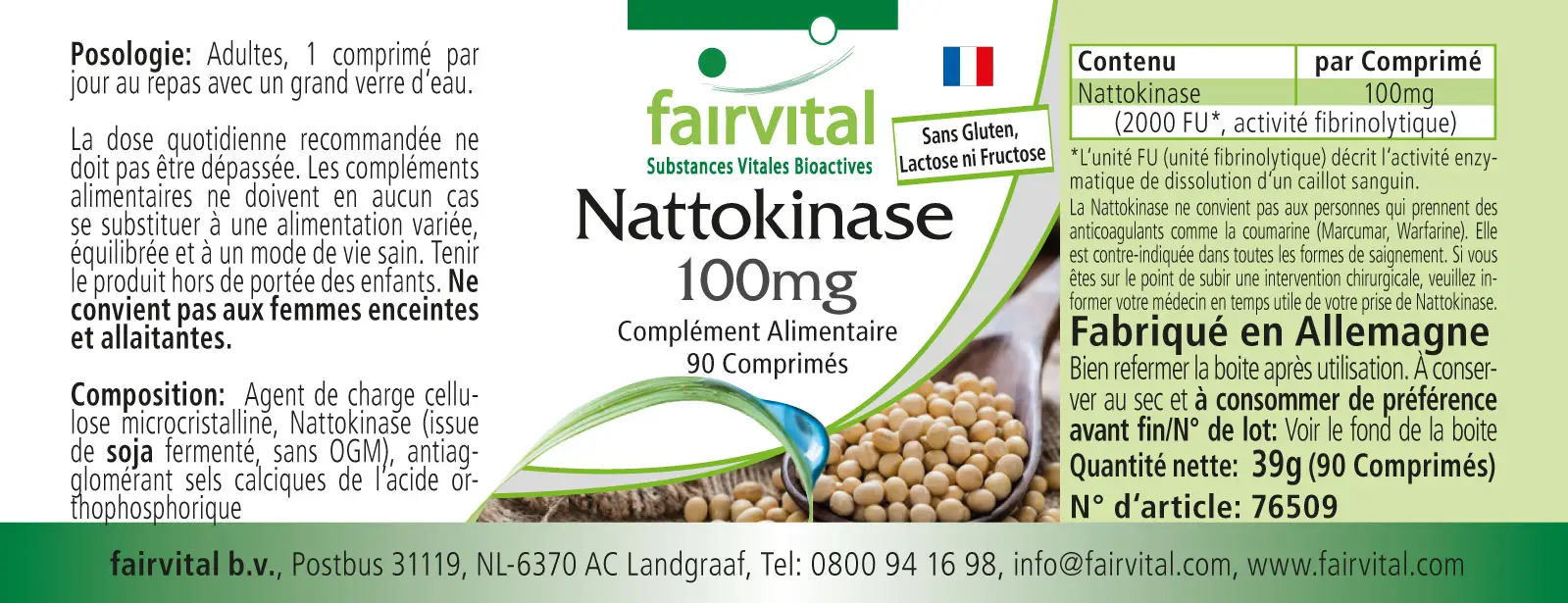 Nattokinase 100mg - 90 Tabletten - Hochdosiert und Vegan | Fairvital