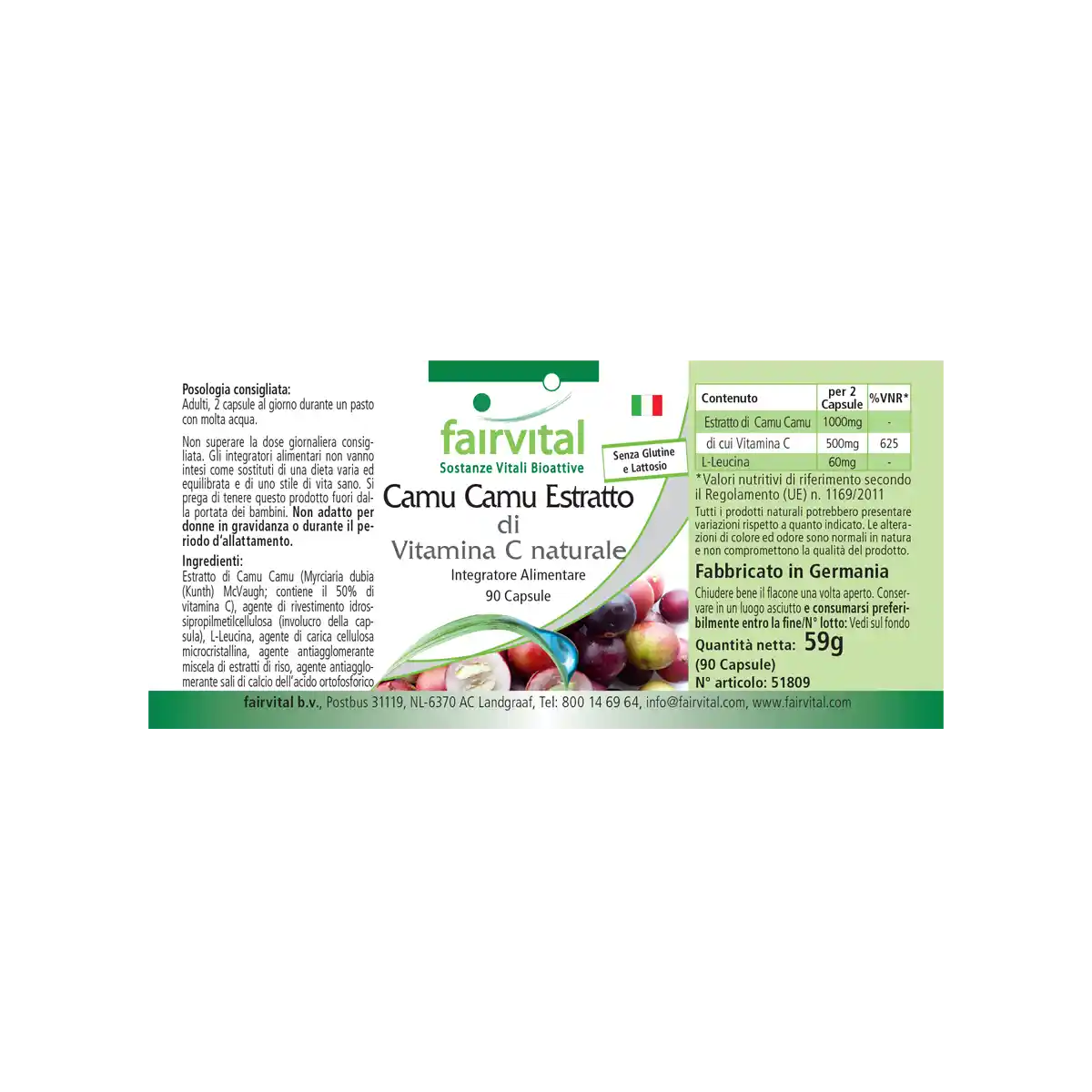 Camu Camu Extrakt mit natürlichem Vitamin C - 90 Kapseln - für Immunsystem, Kollagenbildung uvm. - Vegan | Fairvital