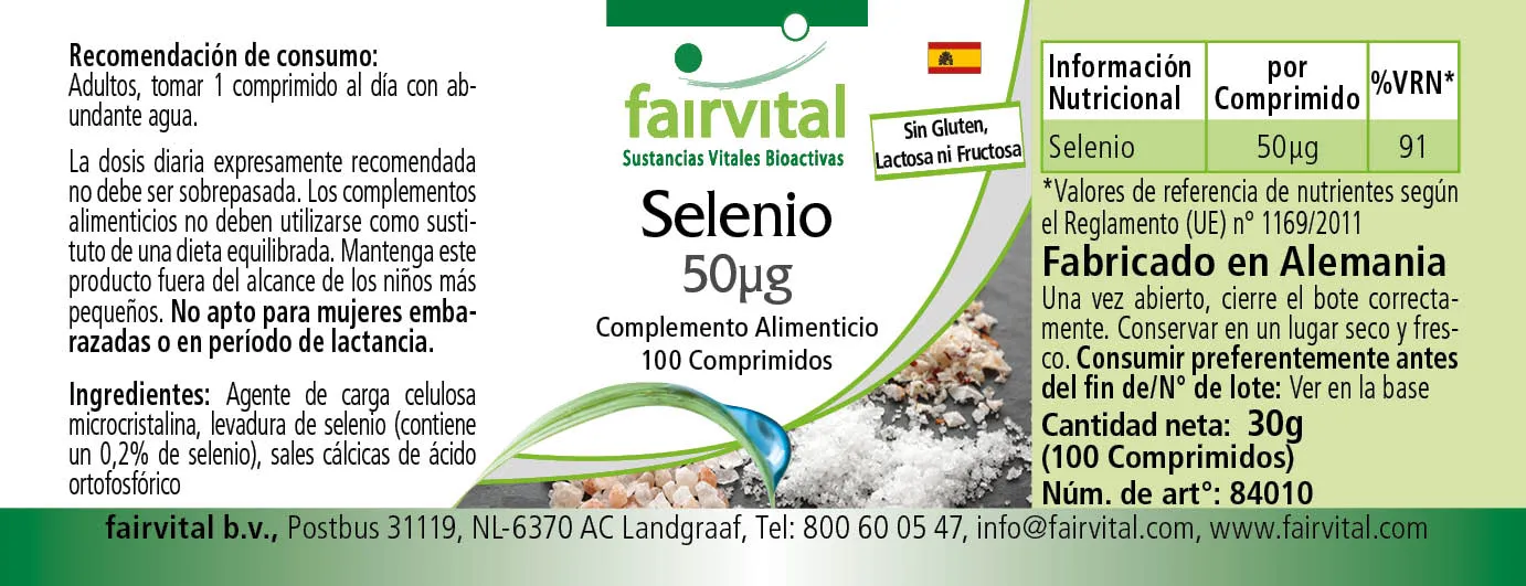 Selen 50µg - 100 Tabletten - für Schilddrüse, Immunsystem, Haar uvm. - Vegan | Fairvital