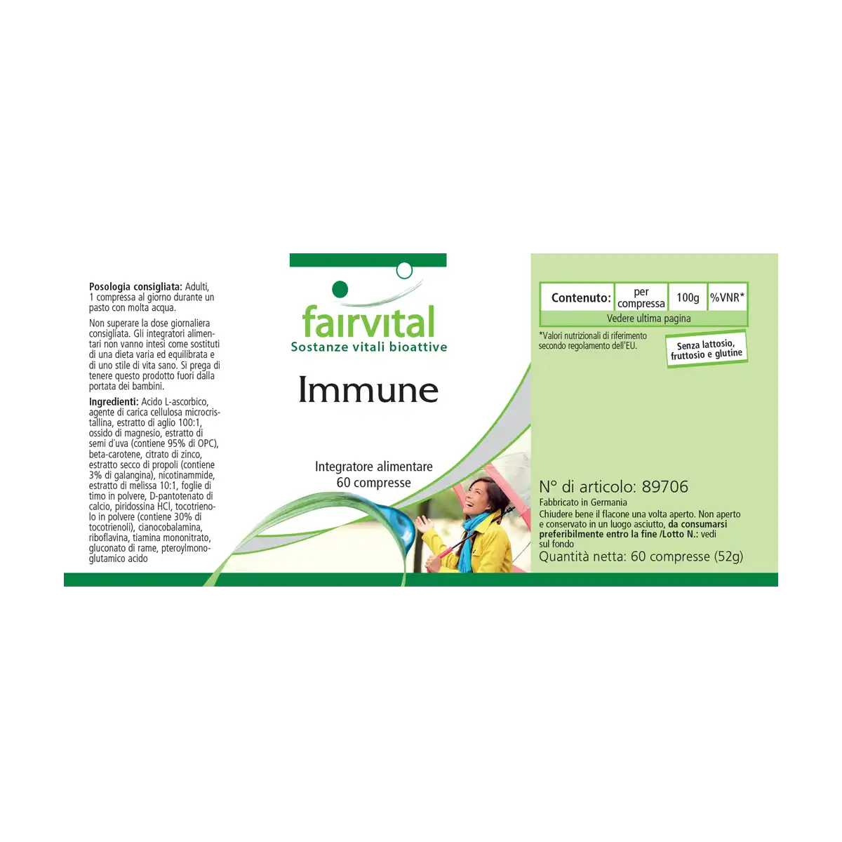 Immune - 60 Tabletten - mit Vitamin B12, Vitamin C, Zink, Kupfer uvm. - für Immunsystem, gegen Erschöpfung | Fairvital