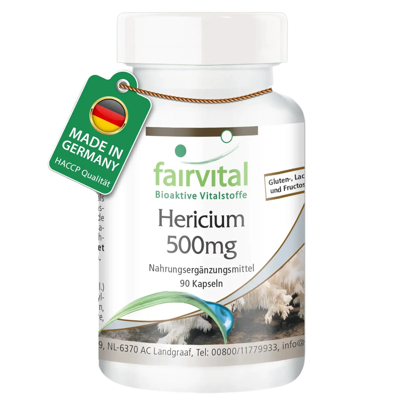 Hericium 500mg - 90 Kapseln - Hericium Erinaceus - Hochdosiert und Vegan | Fairvital
