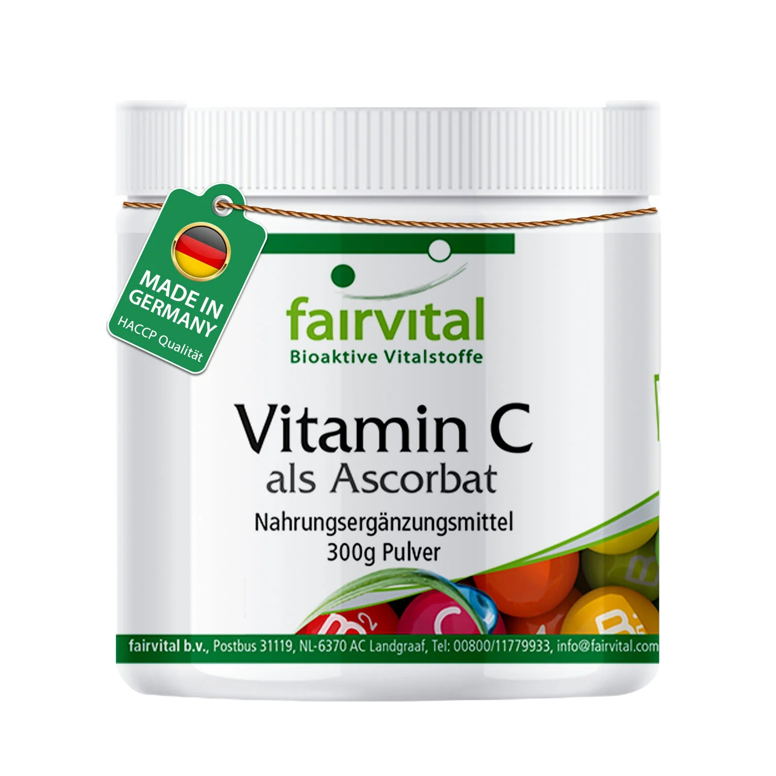 Vitamin C als Ascorbat - 300g Pulver - für Immunsystem, Kollagenbildung uvm. - Vegan | Fairvital