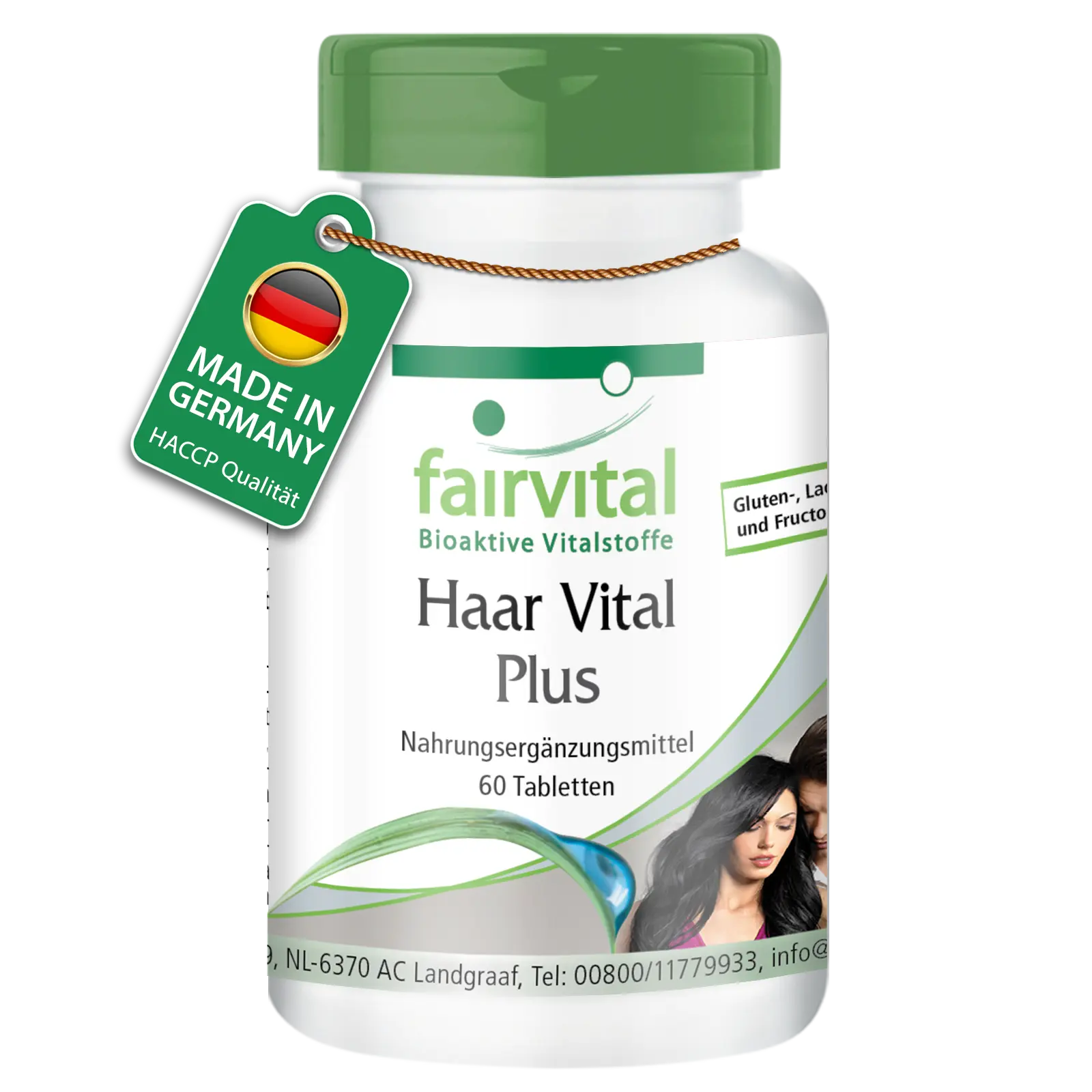 Haar Vital Plus - 60 Tabletten - mit Biotin, Zink, uvm. - für Haare, Haut und Nervensystem - Hochdosiert | Fairvital