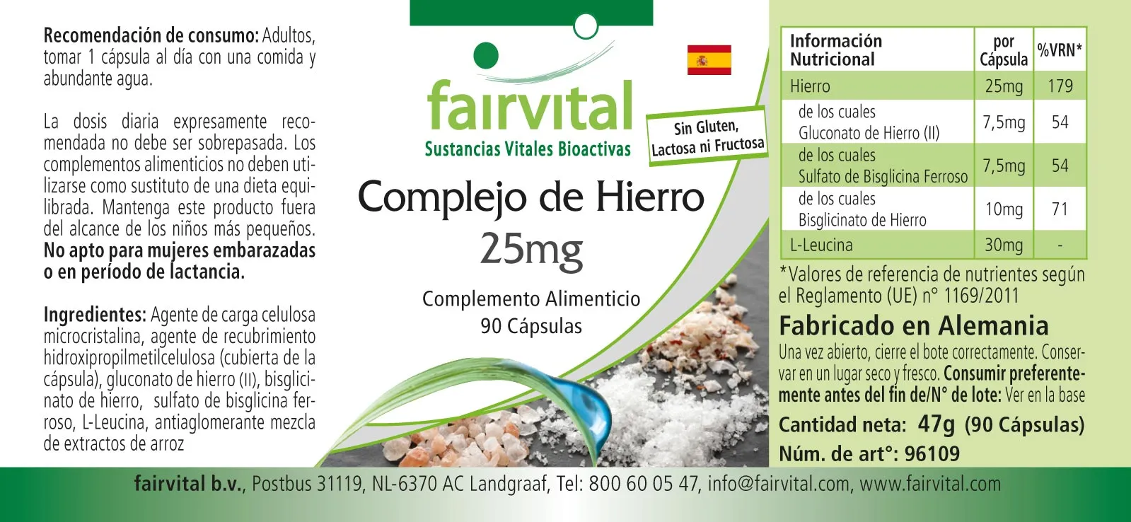 Eisen-Komplex 25mg - 90 Kapseln - Hochdosiert und Vegan | Fairvital