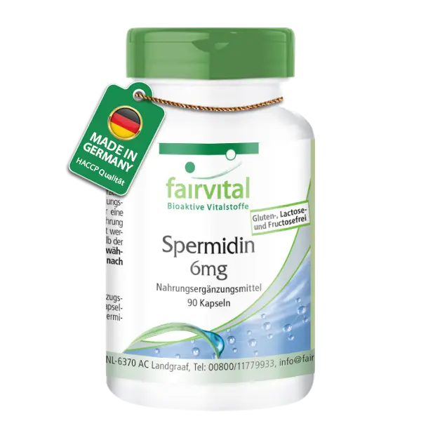 Spermidin 6mg - 90 Kapseln - aus Weizenkeimextrakt- hochdosiert - 100% vegan | Fairvital Spermidin 6mg - 90 Kapseln - aus Weizenkeimextrakt- hochdosiert - 100% vegan | Fairvital