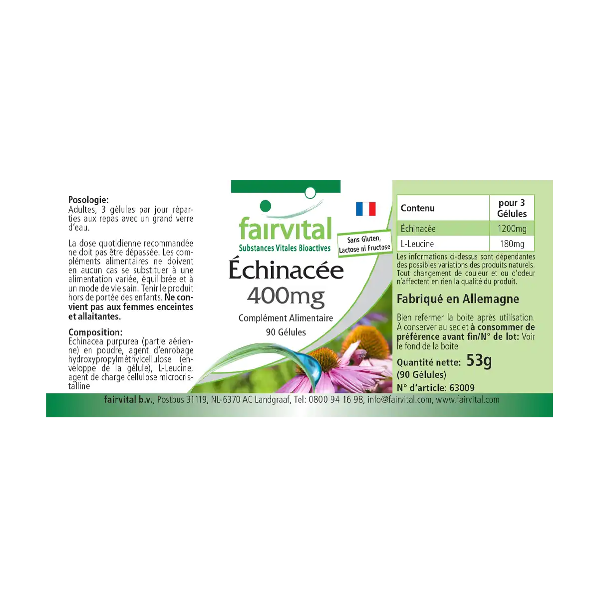 Echinacea 400mg - 90 Kapseln - Hochdosiert und Vegan | Fairvital