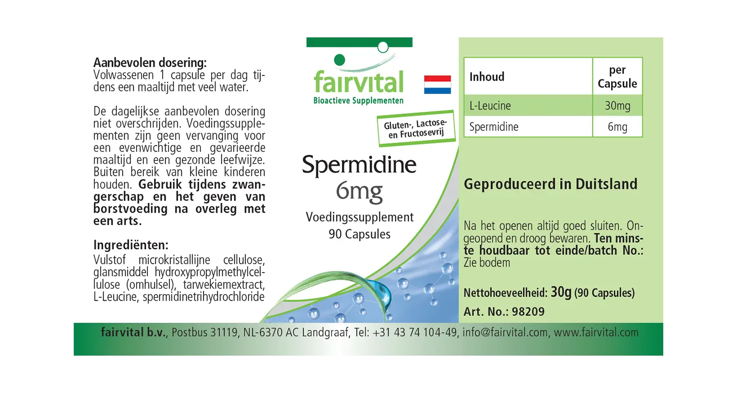 Spermidin 6mg - 90 Kapseln - aus Weizenkeimextrakt- hochdosiert - 100% vegan | Fairvital