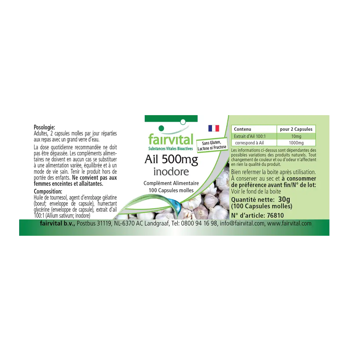 Knoblauch geruchlos 500mg - 100 Softgels - enthält Alliicin - Knoblauch 100:1 Extrakt | Fairvital