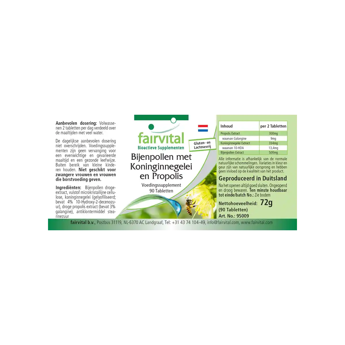 Bienenpollen mit Gelee Royale und Propolis - 90 Tabletten | Fairvital