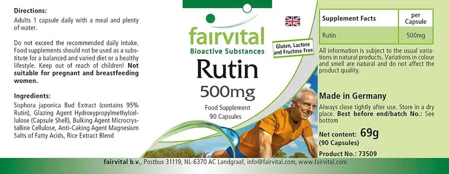 Rutin 500mg - 90 Kapseln - Sophora japonica - Hochdosiert und Vegan | Fairvital