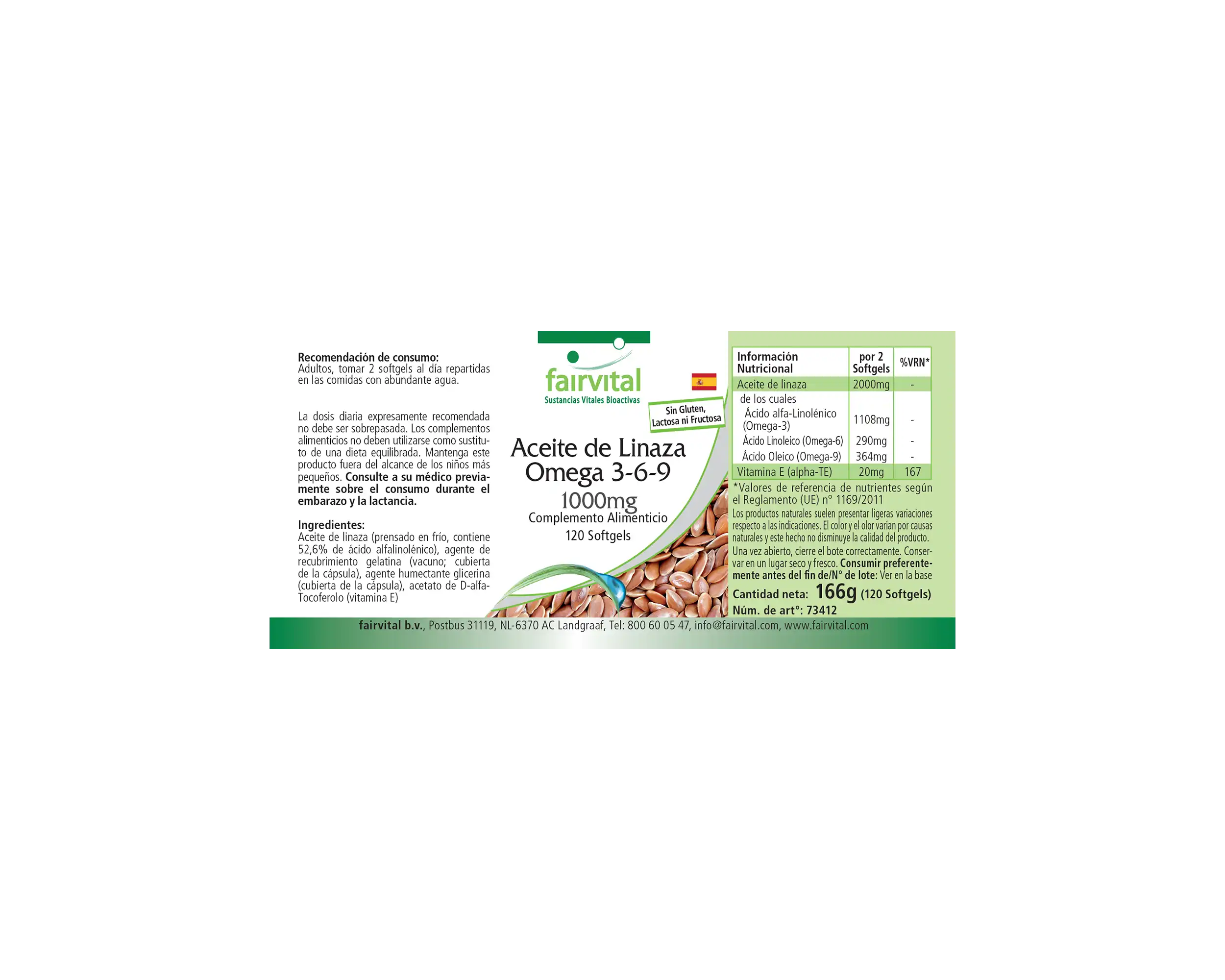 Flachsöl Leinöl Omega 3-6-9 - mit Vitamin E - 120 Softgels - für Zellschutz vor oxidativem Stress - Hochdosiert | Fairvital