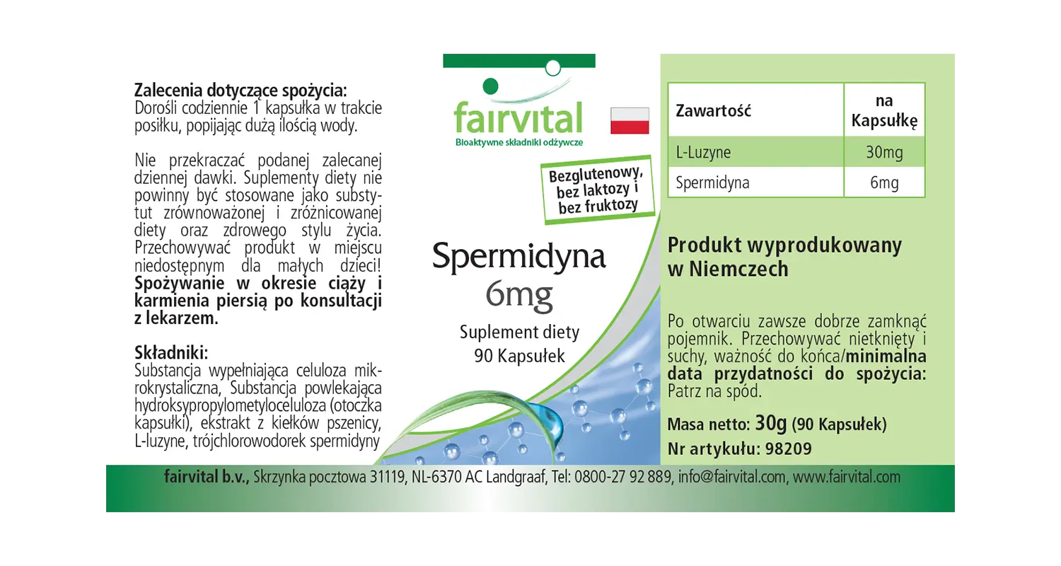 Spermidin 6mg - 90 Kapseln - aus Weizenkeimextrakt- hochdosiert - 100% vegan | Fairvital