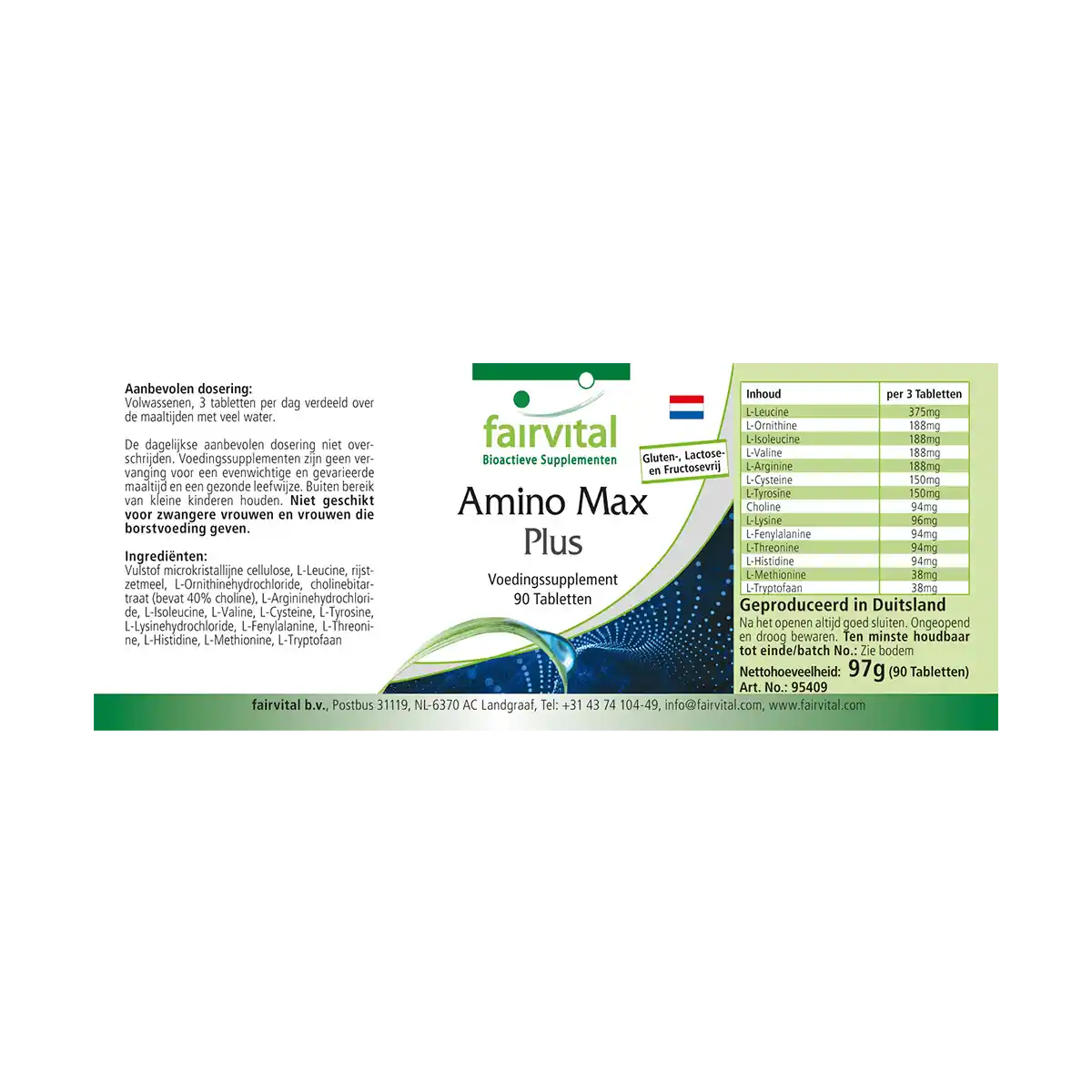 Amino Max Plus -für Leberfunktion und Fettstoffwechsel - 90 Tabletten - Hochdosiert und Vegan | Fairvital