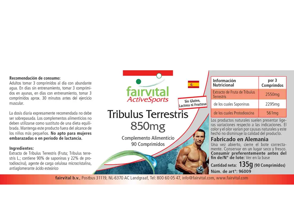 Tribulus Terrestris Extrakt 850mg - 90 Tabletten- HOCHDOSIERT & VEGAN | Fairvital