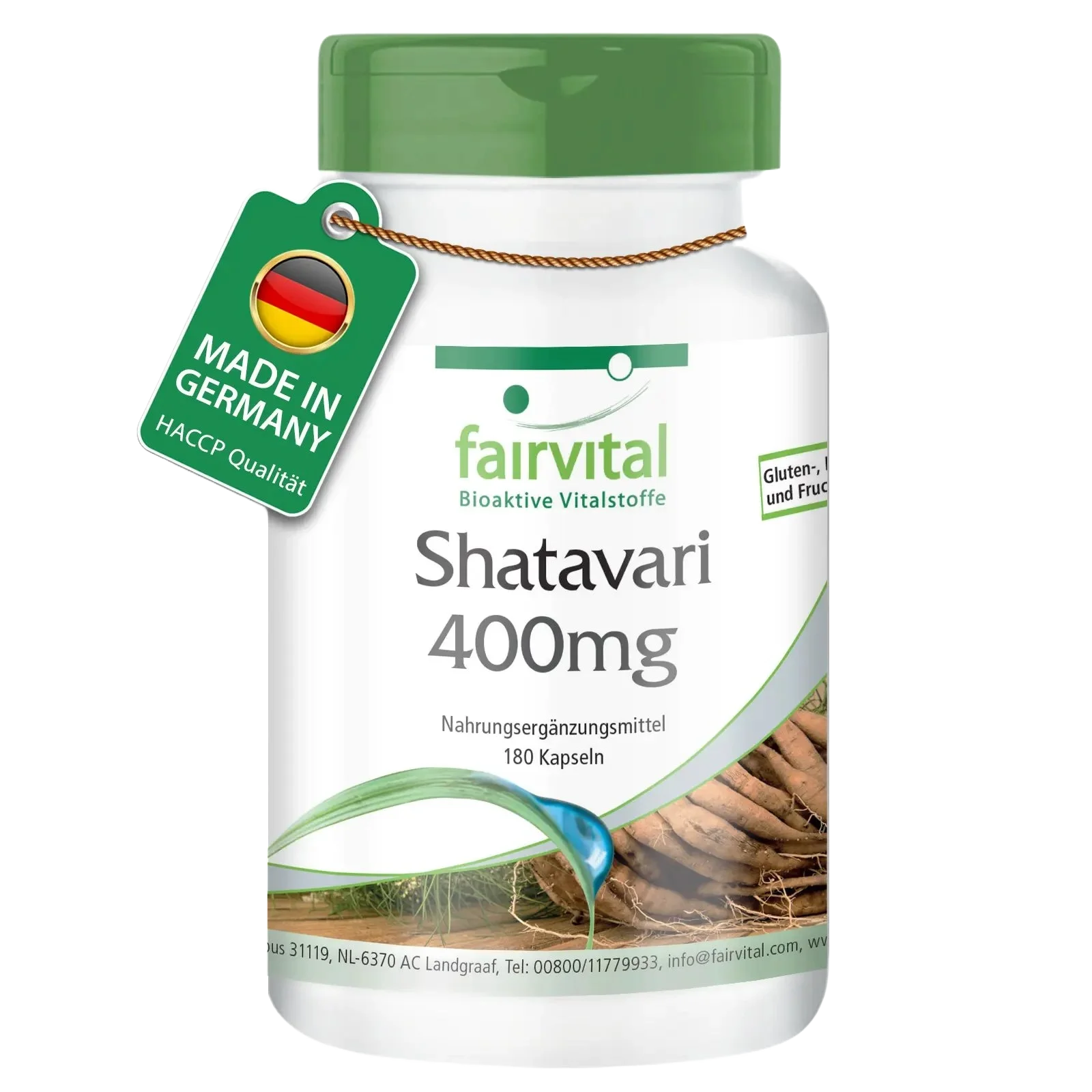 Shatavari 400mg - 180 Kapseln - Indischer Spargel - Vegan | Fairvital