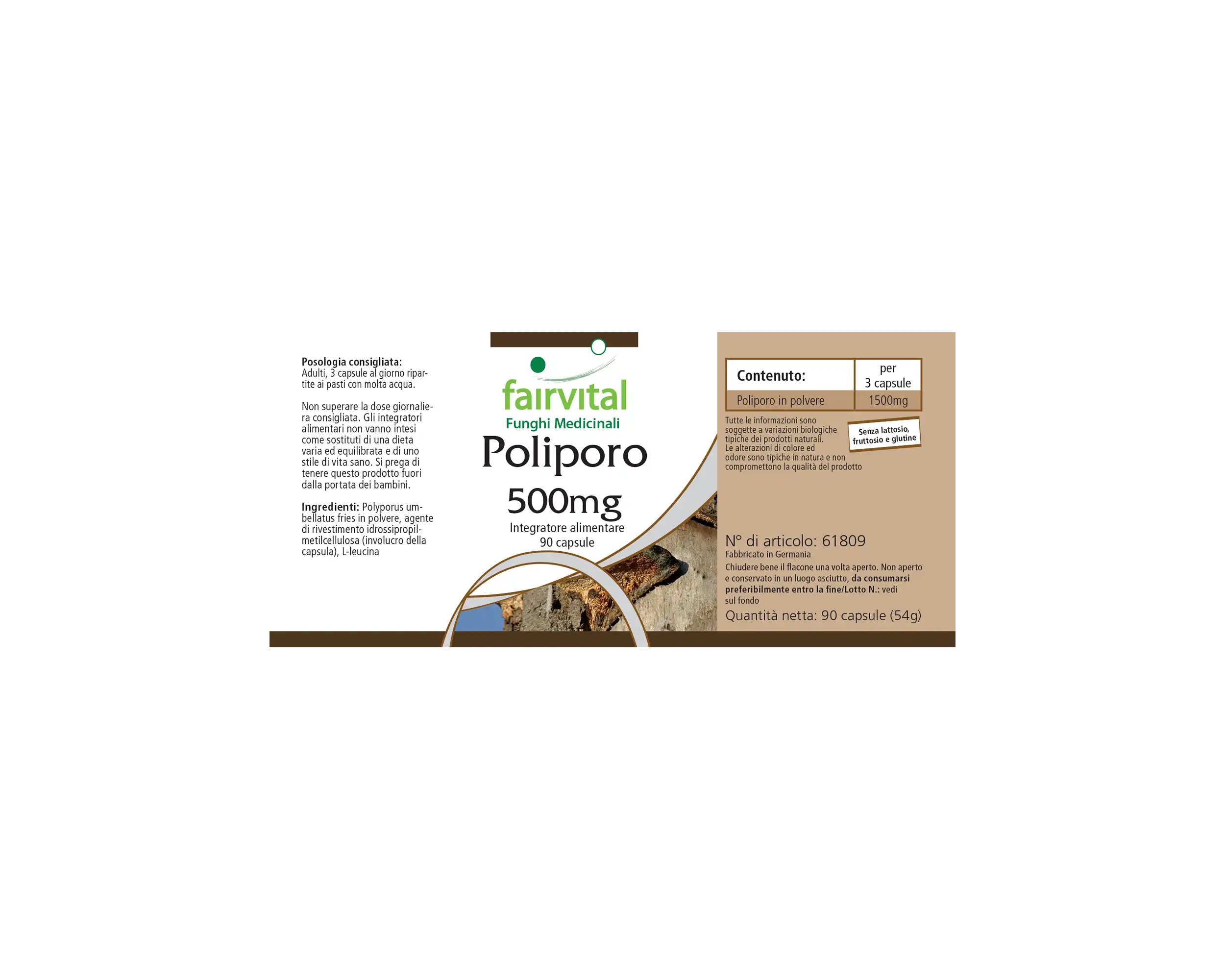 Polyporus 500mg - 90 Kapseln - Polyporus umbellatus - 30% Polysaccharide - Hochdosiert und Vegan | Fairvital