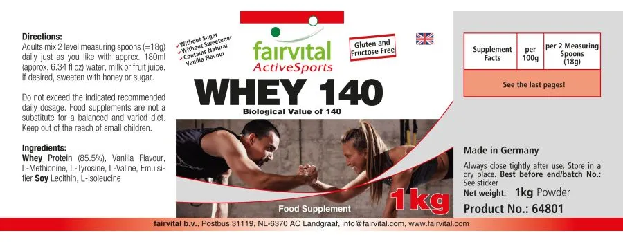 Whey 140 (1kg) Molkenprotein | Fairvital