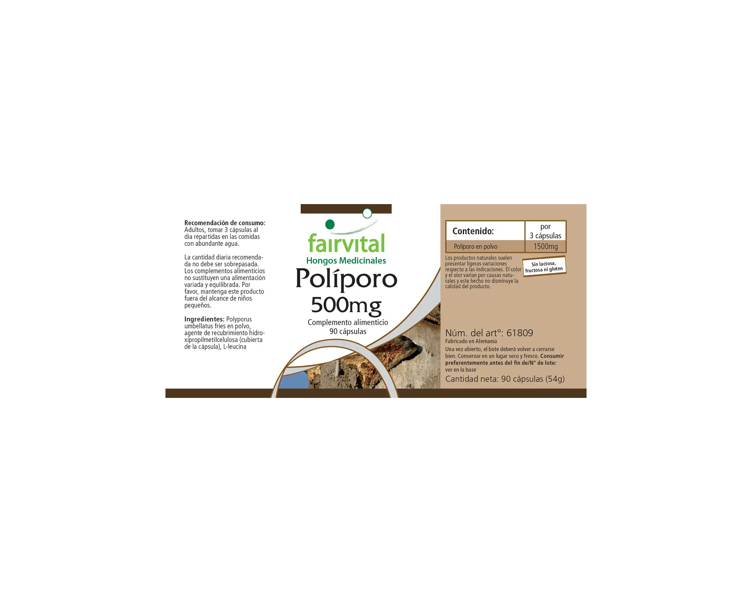 Polyporus 500mg - 90 Kapseln - Polyporus umbellatus - 30% Polysaccharide - Hochdosiert und Vegan | Fairvital
