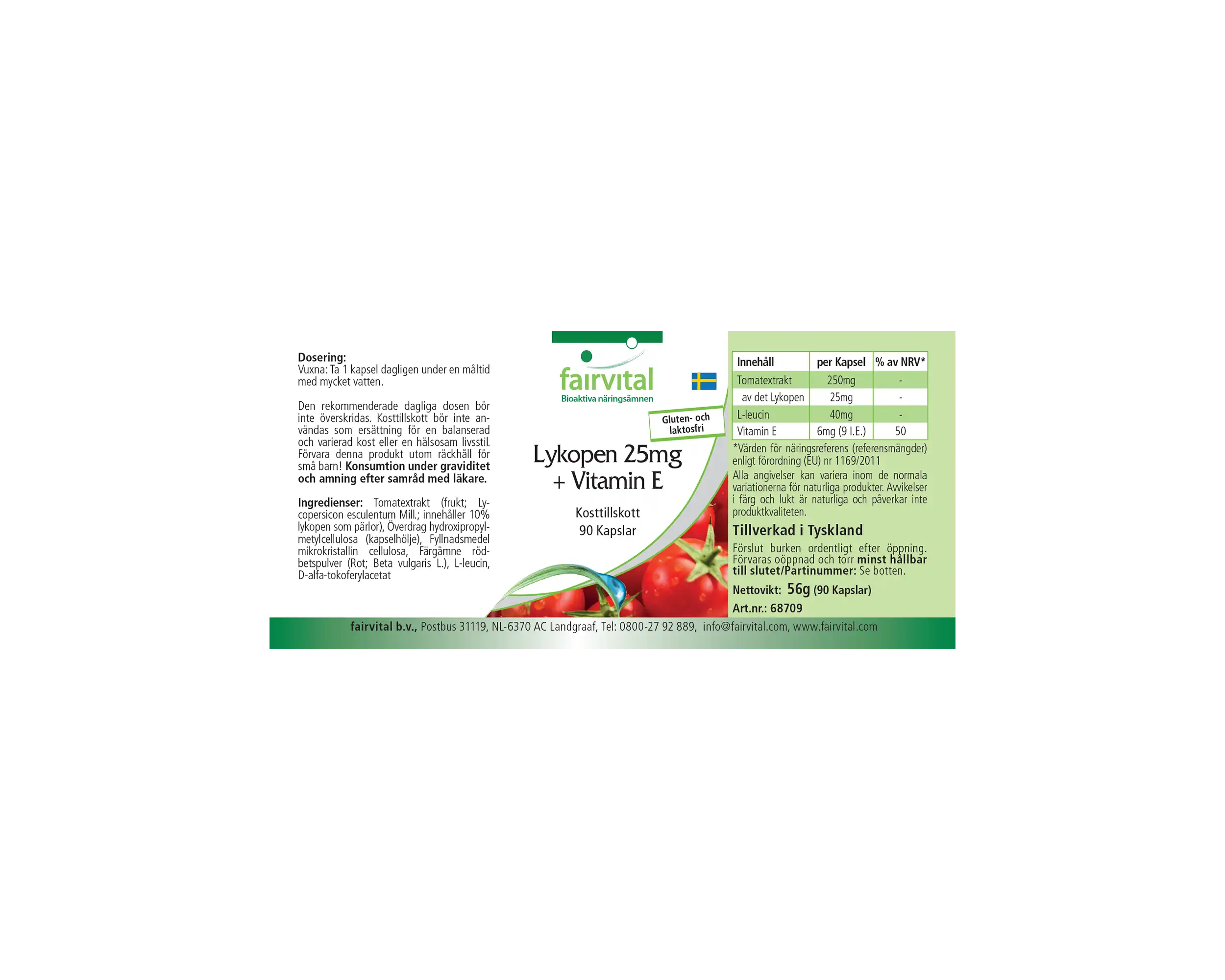 Lycopin 25mg + Vitamin E - 90 Kapseln - für Zellschutz - Vegan | Fairvital