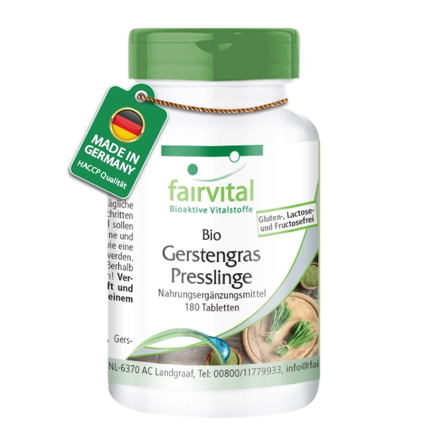 Bio Gerstengras Presslinge - 180 Tabletten  - Hoch bioverfügbar - Hochdosiert und Vegan | Fairvital
