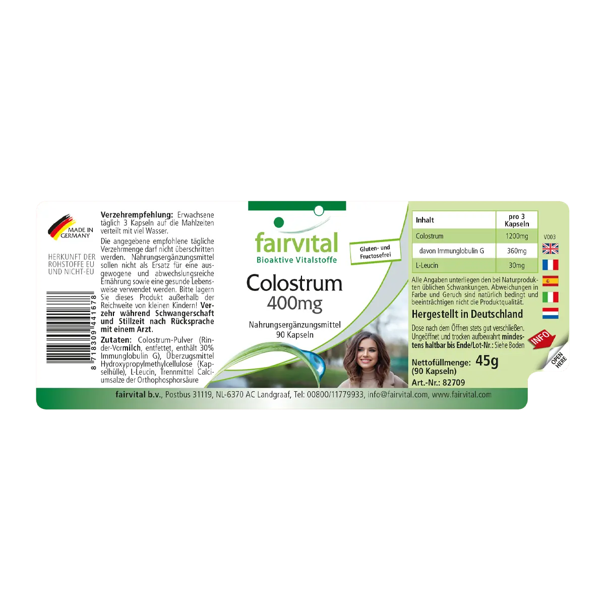 Colostrum 400mg - 90 Kapseln - 30% Immunglobuline - Hochdosiert | Fairvital Colostrum 400mg - 90 Kapseln - 30% Immunglobuline - Hochdosiert | Fairvital