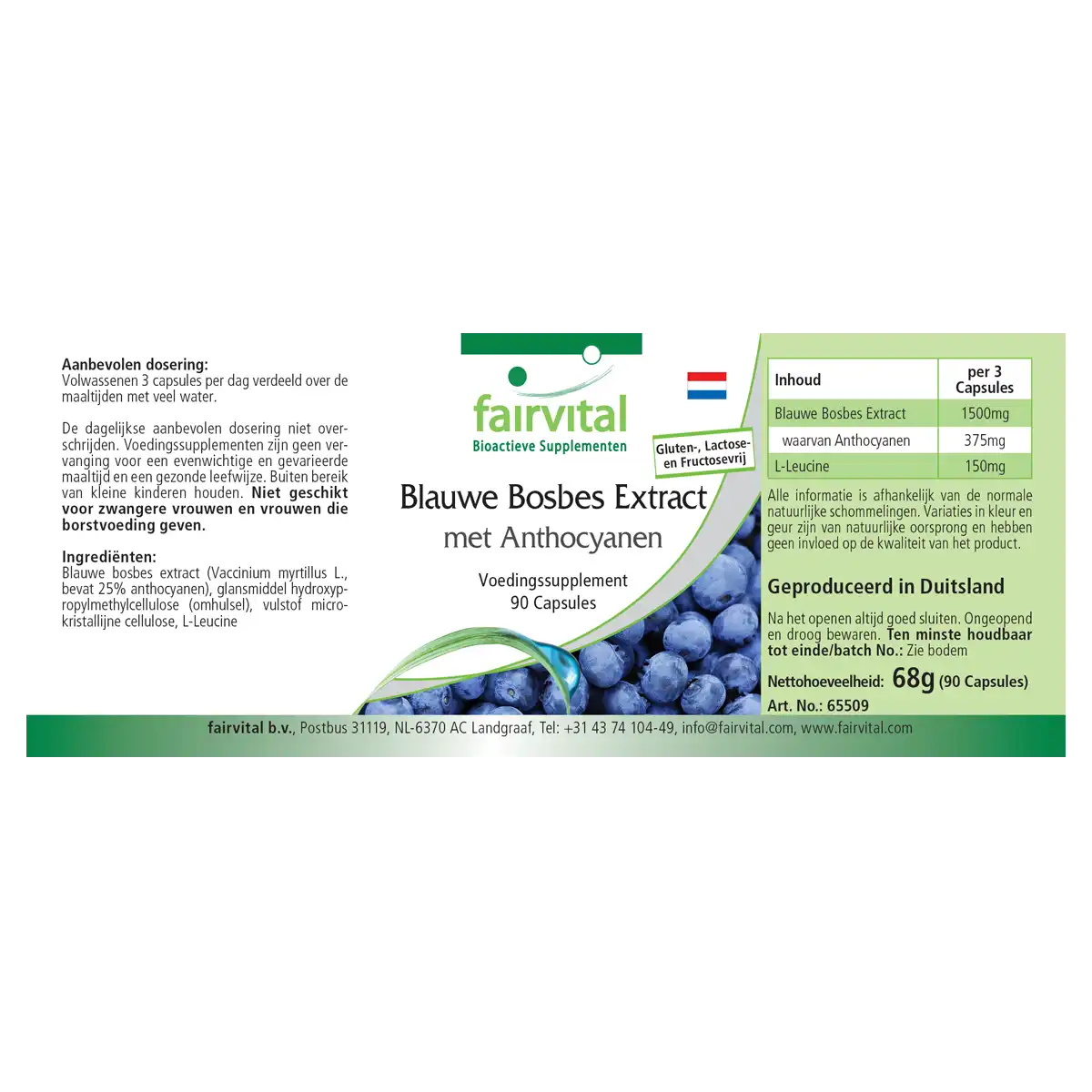 Heidelbeer-Extrakt mit Anthocyanen - 90 Kapseln - 25% Anthocyane - Hochdosiert und Vegan | Fairvital