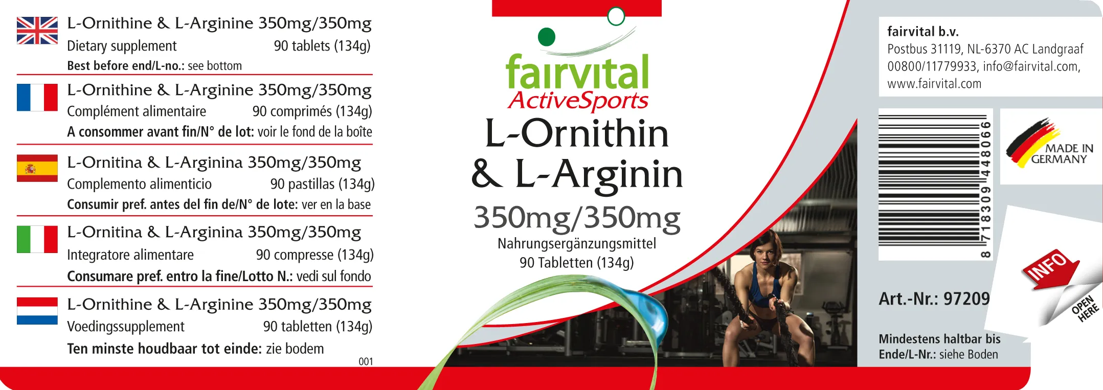 L-Ornithin & L-Arginin 350mg/350mg - 90 Tabletten - HOCHDOSIERT - VEGAN - Aminosäuren | Fairvital
