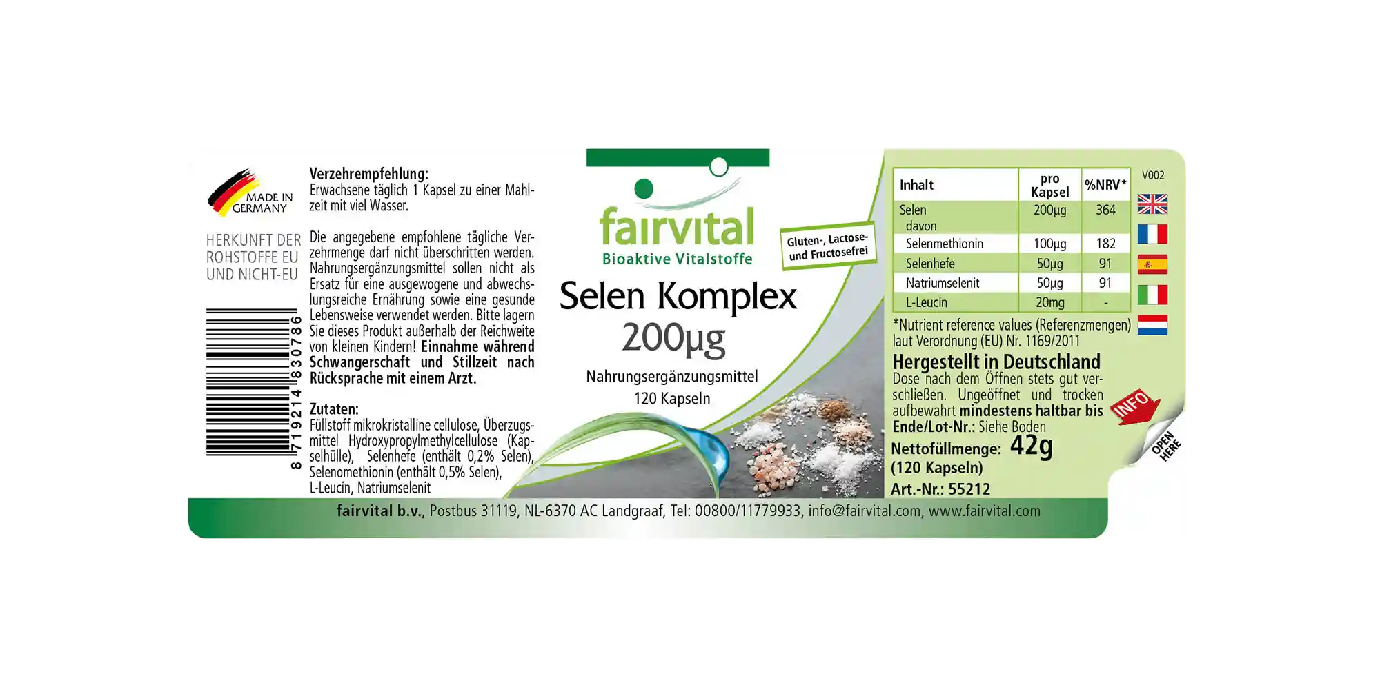 Selen Komplex 200µg - 120 Kapseln - für Immunsystem, Schilddrüse uvm. - Hochdosiert und Vegan | Fairvital