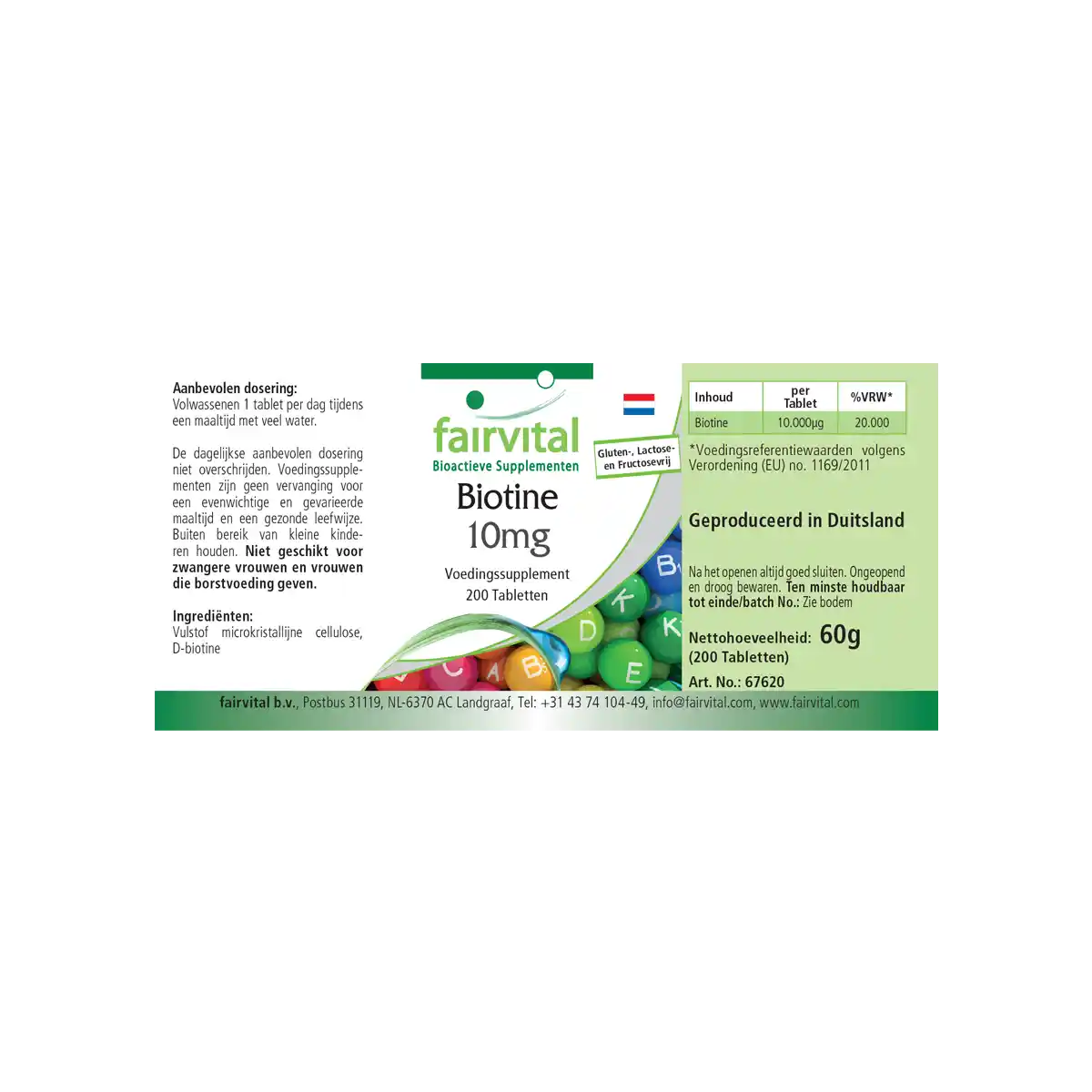 Biotin 10mg  - 200 Tabletten - mit 10000mcg Vitamin B7 pro Tablette -  für Haare, Haut, und Nervensystem - Hochdosiert und Vegan | Fairvital