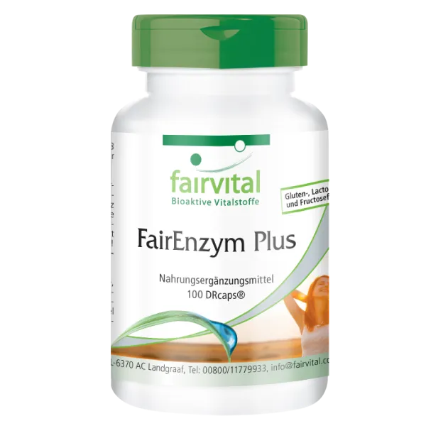 FairEnzym Plus - 100 DRCaps™ - Multi Enzym Komplex - mit Rutosid, Bromelain, Trypsin & Chymotrypsin - Hochdosiert | Fairvital