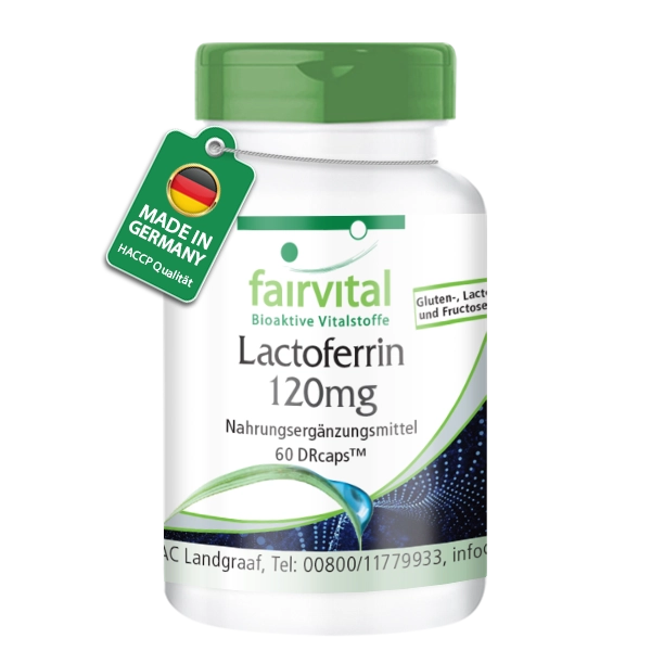Lactoferrin 120mg - 60 DRcaps™ - magensaftresistent - Hochdosiert | Fairvital Lactoferrin 120mg - 60 DRcaps™ - magensaftresistent - Hochdosiert | Fairvital