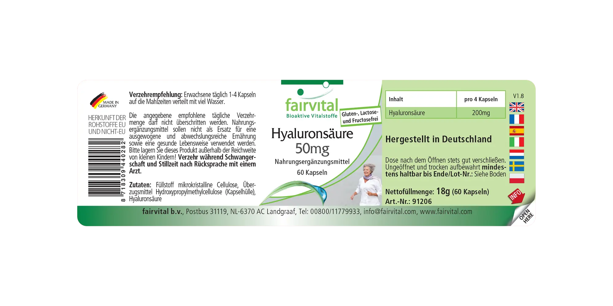 Hyaluronsäure 50mg - 60 Kapseln - Vegan | Fairvital