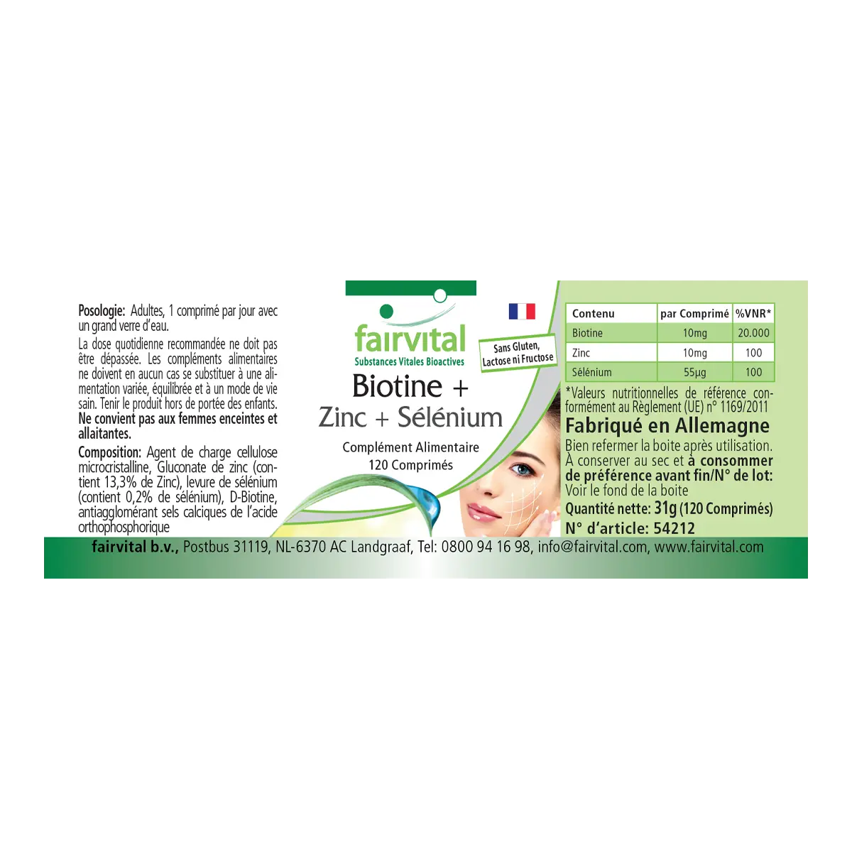 Biotin + Zink + Selen - 120 Tabletten - Beauty-Tabletten - Für Haare, Haut & Fingernägel - Vegan | Fairvital