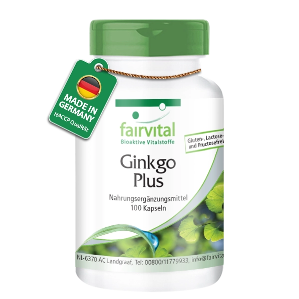 Ginkgo Plus - 100 Kapseln - mit Cholin - für Leberfunktion und Fettstoffwechsel - Vegan | Fairvital Ginkgo Plus - 100 Kapseln - mit Cholin - für Leberfunktion und Fettstoffwechsel - Vegan | Fairvital