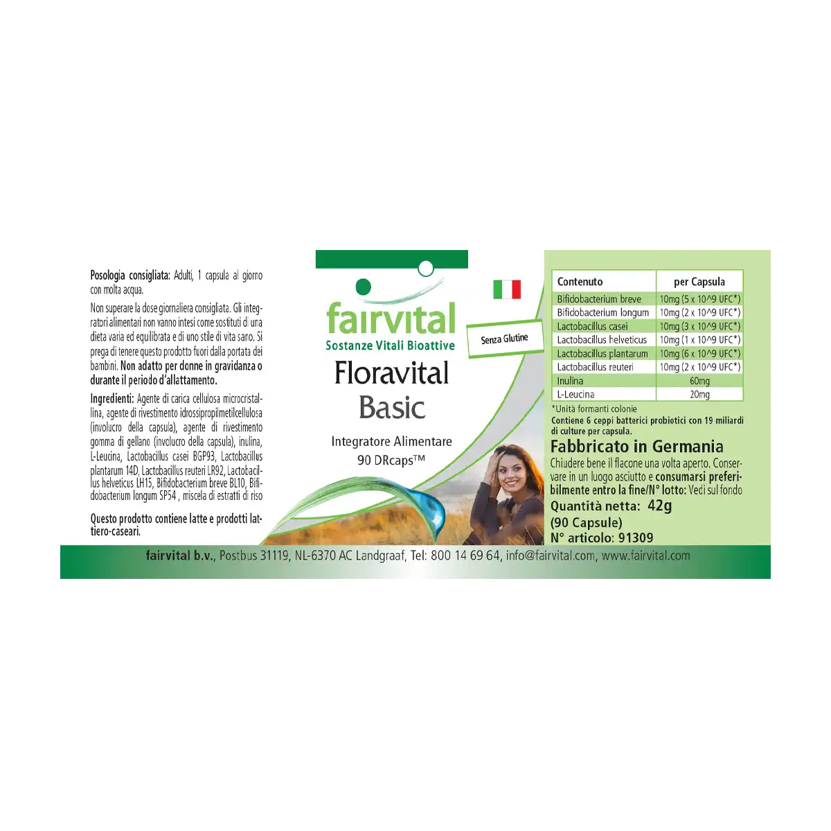 Floravital Basic  - 90 Kapseln - mit Inulin - Lactobacillus & Bifidobakterien | Fairvital