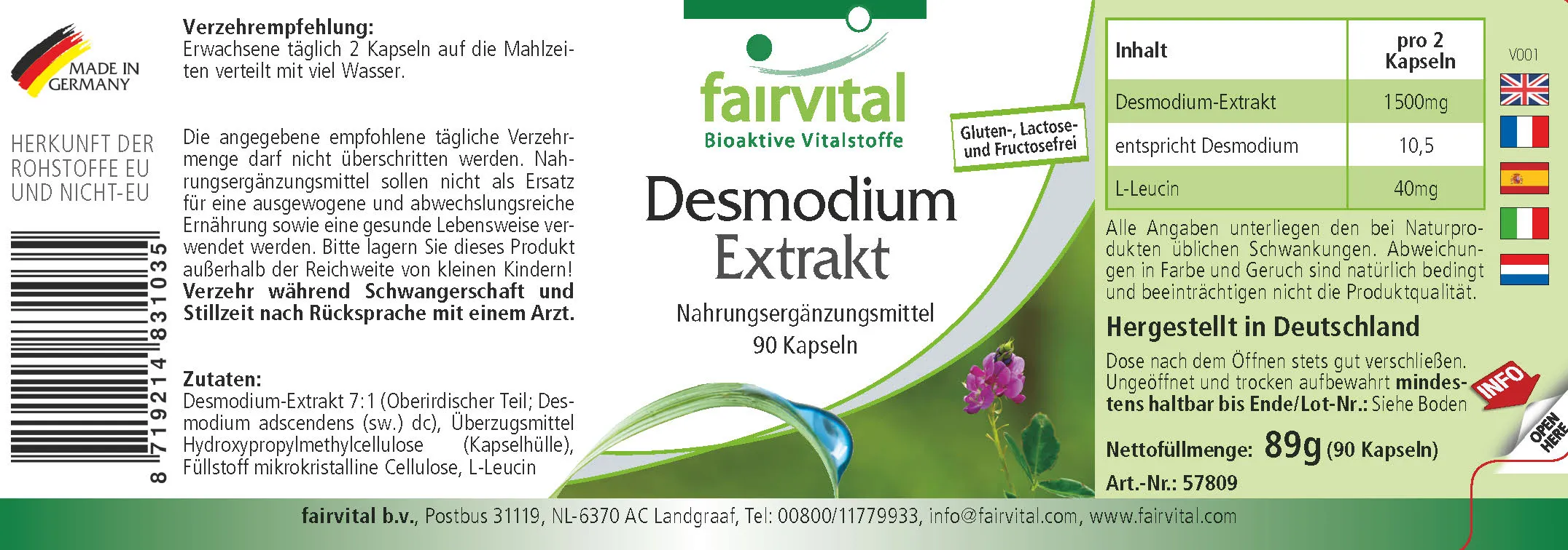 Desmodium Extrakt - 90 Kapseln - 7-fach konzentriert - Hochdosiert und Vegan | Fairvital