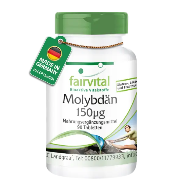 Molybdän 150µg  - 90 Tabletten - essentielles Spurenelement - Hochdosiert und Vegan | Fairvital