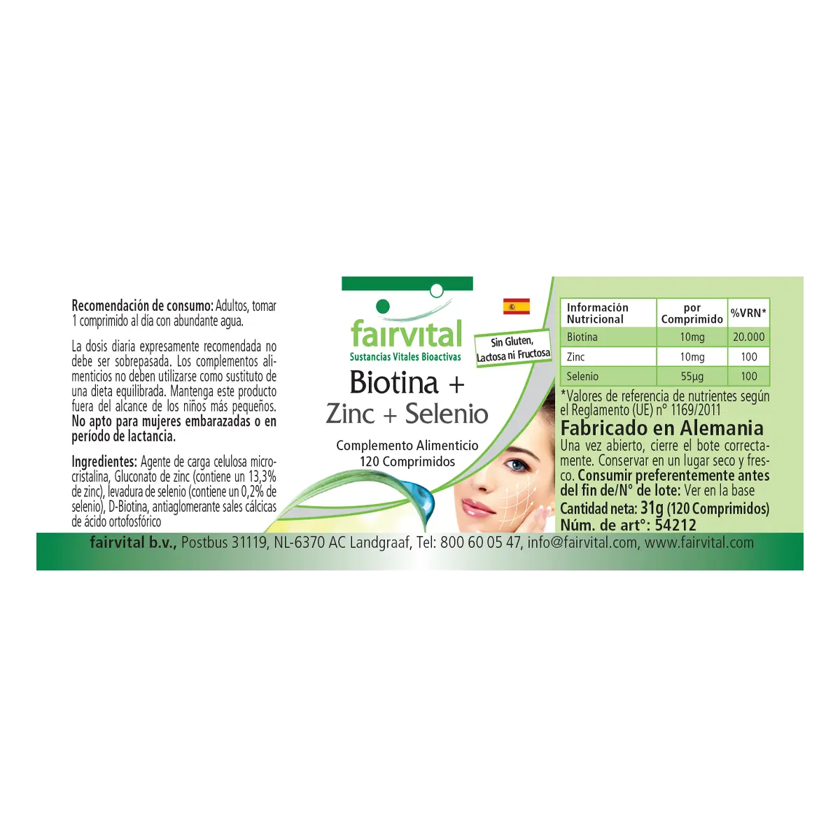Biotin + Zink + Selen - 120 Tabletten - Beauty-Tabletten - Für Haare, Haut & Fingernägel - Vegan | Fairvital