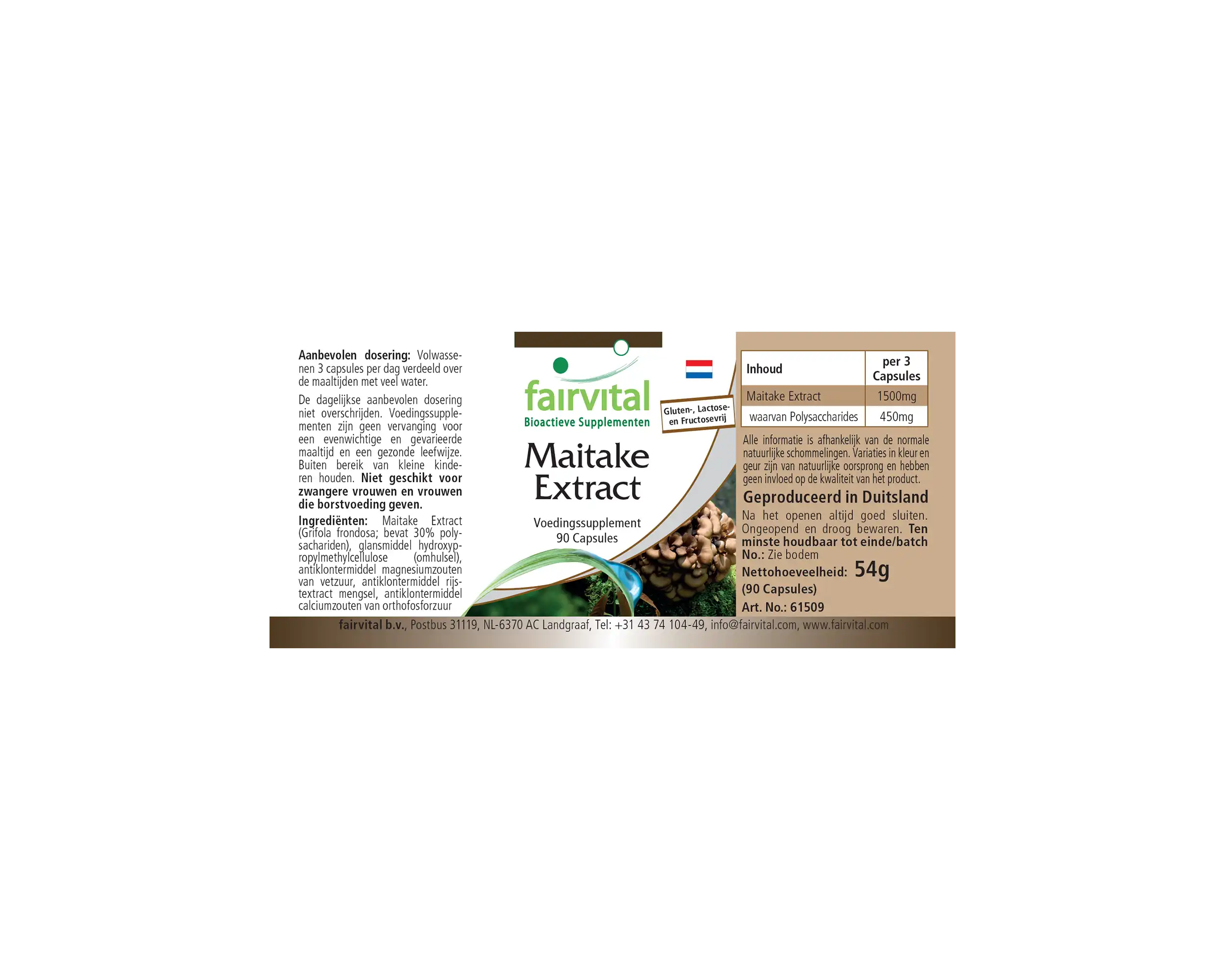 Maitake Extrakt - 90 Kapseln - Grifola frondosa - 30% Polysaccharide - Hochdosiert und Vegan | Fairvital